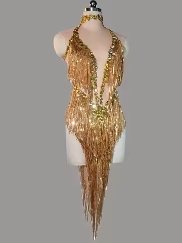 Siren Sparkle Rhinestone Leotard Women Showgroup Bodysuit Nightclub Cabaret Performer Costume Sequin