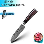 3pcs Kitchen Knife Set Laser Damascus Stainless Steel 7CR17 440C Japanese Santoku Chef Cleaver Slici