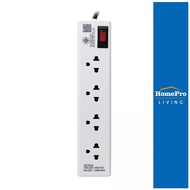 HomePro รางปลั๊กไฟหัวปลั๊กงอ 4 ช่อง 1 สวิตซ์ UNIC H504 10 แอมป์ 2300 วัตต์ 3 เมตร สีขาว