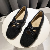 Women Shoes Shop Cute Ribbon Warm Fur Flat Shoes