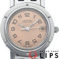 นาฬิกาข้อมือสตรี Hermes Clipper รุ่น CL4.210 ตัวเรือนสแตนเลส สีชมพู ขัดเงา สภาพดีเยี่ยม [มือสอง]