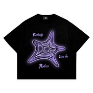 B&W 100% Cotton Oversized Boxy Genesis T-Shirt - Purple Star
