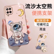 Casing Samsung A12 A22 4G A22 5G Samsung A32 4G 5G Samsung A52 A72 4G Phone case TPU 3D space bear Bracket Electroplating Soft Case Shock proof cover Bumper Silicone Phone Case