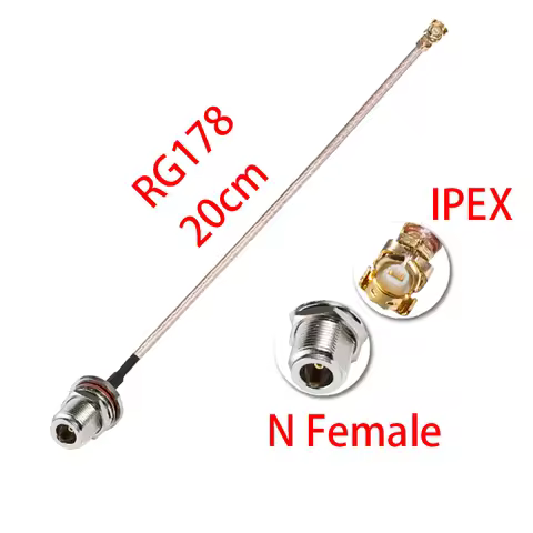 RG178 U.F.L to N type female coaxial cable tail braid network card Wi-Fi WAN repeater 7.8 inches /20