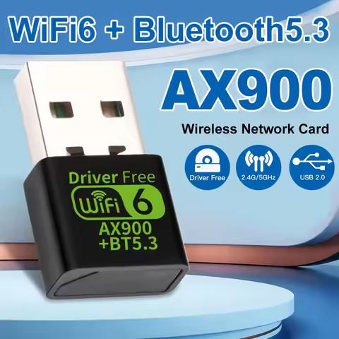 900Mbps WiFi 6 USB Adapter Bluetooth 5.3 Wireless Network Card Dual Band Driver Free USB Dongle Wifi