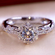 Exquisite 0.8ct White Sapphire Diamond Ring Sparkling Women 925 Sterling Silver Gemstone Rings Bride