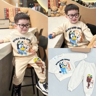 Warm fleece clothes for babies, bluey long-sleeved autumn-winter children's clothes for boys with co