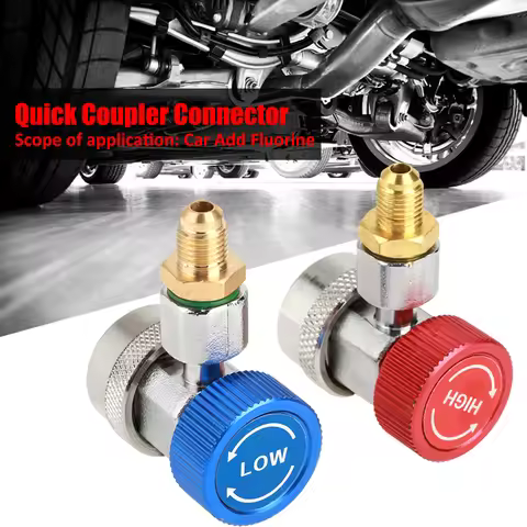 R134A Quick Coupler Connector R134 A/C Low/High Quick Connector Air Conditioning Coupler Adapter wit