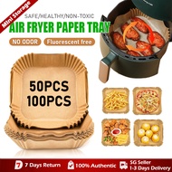 [SG Ready Stock] 50pcs/100pcs Air Fryer Paper/Air Fryer Tray Oil Paper Air Fryer/Steamer/Oven/Airfryer Baking空氣炸鍋