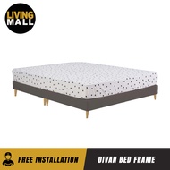 LZD Living Mall Haggas Leather / Fabric Divan Bed Frame With 15cm High Fibre Legs In 10 Colours - All Sizes Available