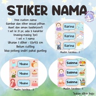 Stiker Nama Custom label buku anak request perempuan muslim