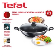 [FREE BUBBLE WRAP] Tefal Cook Easy 36cm Non Stick Chinese Wok with Glass Lid B50392