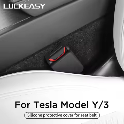 LUCKEASY for Tesla Model Y Model 3 2019-2026 Car Seat Belt Buckle Protective Cover Seat Belt Decorat