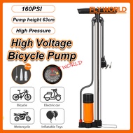 Bike Pump Motor High Pressure Bike Pump With Guage 160PSI Air Pump Manual Bicycle Pump Tire Inflator