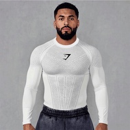 Gymshark Long Sleeve Compression Shirt Breathable Quick Dry Sports T-shirt Gym Workout Fitness Runni
