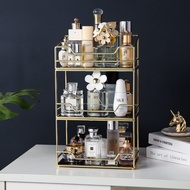 Home Organizer Nordic Iron Storage Rack Makeup Organizer Bathroom Countertop Shelf Perfume Lipstick Tray Rack Cosmetic Organizer