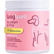 WagWell Allergy and Itch Chews – Chicken Flavored – Plant Based with Colostrum and Spirulina – Dog S