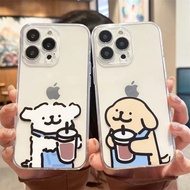 Cute Couple Coffee Puppy Suitable for POCO F7 F6 F5 F4 F3 X6 X7 Pro C75 Transparent Phone Case All-I