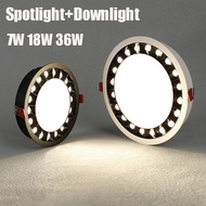 Round Grille Light COB 7W 12W 18W 36W High Ra Aluminum Indoor Ceiling Lamp