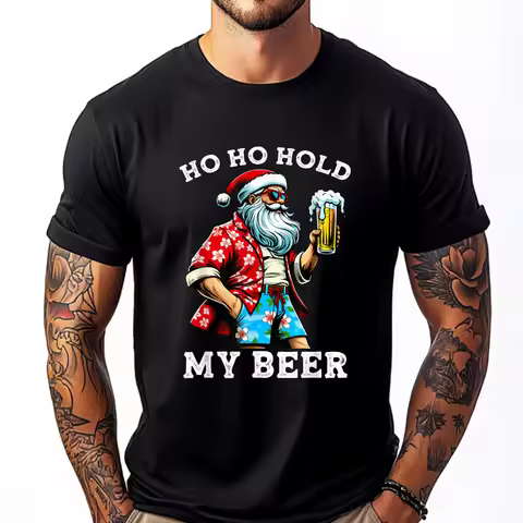 Funny Santa With Sunglasses And Beer Christmas in July 3XL Men Clothing Men's Clothing Party