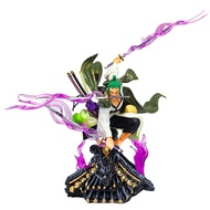 One Piece Action Figure Anime Figure GK Roof Kimono Roronoa Zoro Three-Knife Fighting Skill Anime Mo