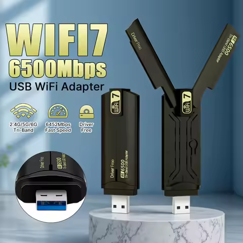 WiFi 7 BE6500 Wireless USB 3.0 Adapter Reatek RTL8912AU Tri-Band 2.4G/5.8G/6GHz 802.11AX Free Drive