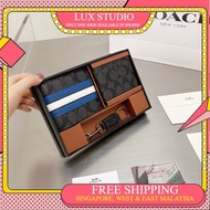 FULL BOX COACH MEN LEATHER 2 IN 1 SHORT WALLET SET [100E]