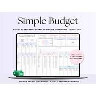Excel Simple Budget Planner Budget Spreadsheet Google Sheets Paycheck Budget Tracker Monthly Weekly 