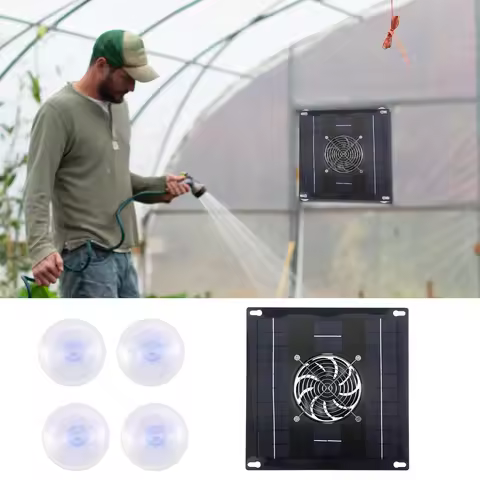 Solar Powered Exhaust Fan IP65 Waterproof Solar Exhaust Fan Kit Efficient Solar Greenhouse Fan Porta