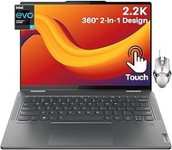 Lenovo Yoga 7i 2 in 1 Touchscreen Laptop, 14" 2.2K Convertible Lightweight Laptop, 16GB LPDDR5, 512GB SSD, Intel Evo Core i7-1355U, WiFi 6, Backlit KB, Fingerprint, Win 11, with Cefesfy Mouse