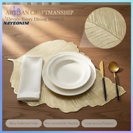 NAY Gold Leaf Placemat Rectangular Heat Resistant Waterproof Table Mats for Office Break Room Staff 