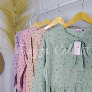 Gamis Crinkle Premium Dress Motif Bunga Fashion Wanita Muslim Terbaru