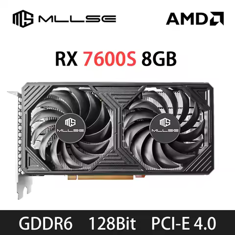 MLLSE New AMD RX7600s 8GB GDDR6 Placa de vídeo Radeon Gaming 128Bit PCI-E 4.0×8 GPU Video Cards Grap