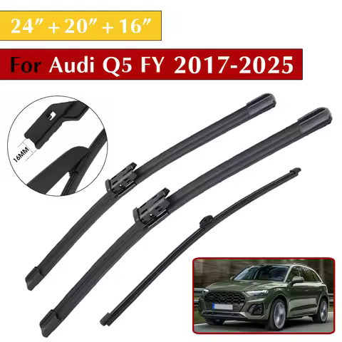 For Audi Q5 FY 2017-2025 24"+20"+16" Front+Rear Wiper Blade Set Windshield Windscreen Car Wiper Blad