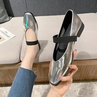 หัวเหลี่ยมสำหรับผู้หญิงความสะดวกสบายรองเท้าบัลเล่ต์แบนรองเท้า Boat Shoes หนังนุ่ม