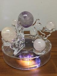 七星陣盤 紫水晶球 粉水晶球 水晶球 附座七星盤 座內 紫鈦手排另售3萬