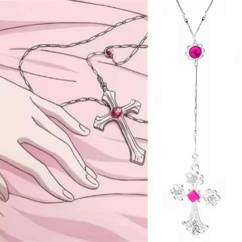 Anime DIABOLIK LOVERS Komori Yui Cosplay Necklace Gemstone Cross Pendant Chain Girl Jewelry Hallowee