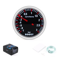 Dynoracing 2''52MM Turbo Boost Gauge 3 BAR Mechanical White Led Boost Gauge Smoke lens Boost Sensor 