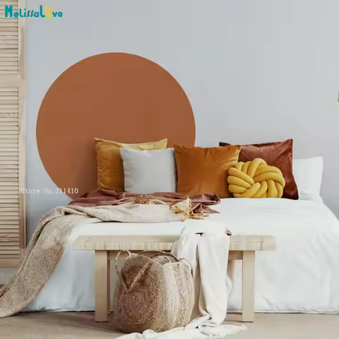 Circle Wall Decal Simple Color Home Decoration Nordic Style Geometric Removable Sticker Exquisite Li