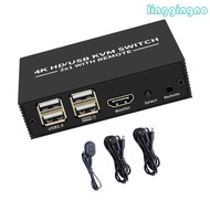 RR HDTV KVM Switcher 2 Input 1 Output 4K 3840x2160 USB Keyboards Mouse Sharing Selector Switcher 4K 