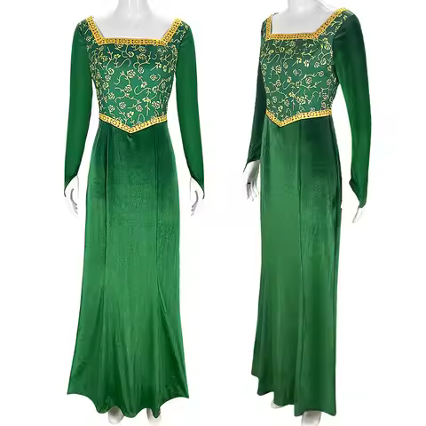 Shrek COS Princess Fiona Cosplay Green Dress Halloween Cosplay Costume