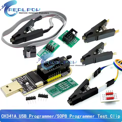 CH341A / CH341B 24 25 Series EEPROM Flash BIOS USB Programmer Module SOIC8 SOP8 Test Clip For EEPROM
