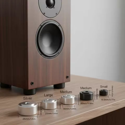 Silver 1/4 Pcs Aluminum Alloy Speaker Spikes Stand Isolation Absorb Shock Feet Pad HIFI S/M/L Amplif