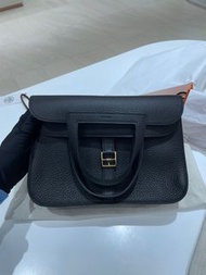 Hermes Halzan 25 Noir with golden hardware