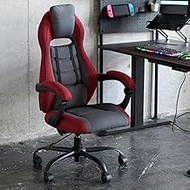 Yamazen GCL-89F (RD/DGY) Chair, Gaming Chair, Small, Width 24.0 x Depth 24.4-39.4 inches (61 x 62-100 x 103-109 cm), Fabric, Computer Chair, Office Chair, Assembly, Red/Wine Gray