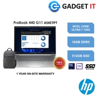 HP PROBOOK 440 G11 A5KE7PT LAPTOP (CU7-155U,16GB,512GB SSD,14" WUXGA,INTEL GRAPHICS,WIN11PRO)FREE BA