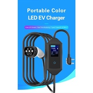 EV PHEV Car Charger Type 2 Portable Charger Color LED Screen 16A 13A 10A 8A 5 Meter 10 meter 3 pin U