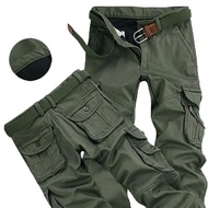 Men's Pant Thick Warm Cargo Pant Casual Fleece Pocket Fur Trouser Plus Size Brushed Fashion Loose Ba