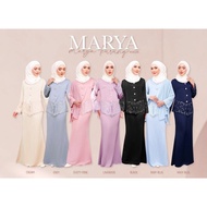 9129 Marya Kurung Modern Triacitate Satin &amp; Lace Black Navy Blue Lavender Baby Blue Cream Grey Dusty Pink V Neckline