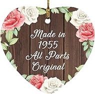 Designsify Christmas Tree Decoration, 69th Birthday Made In 1955 All Parts Original, Heart Ornament